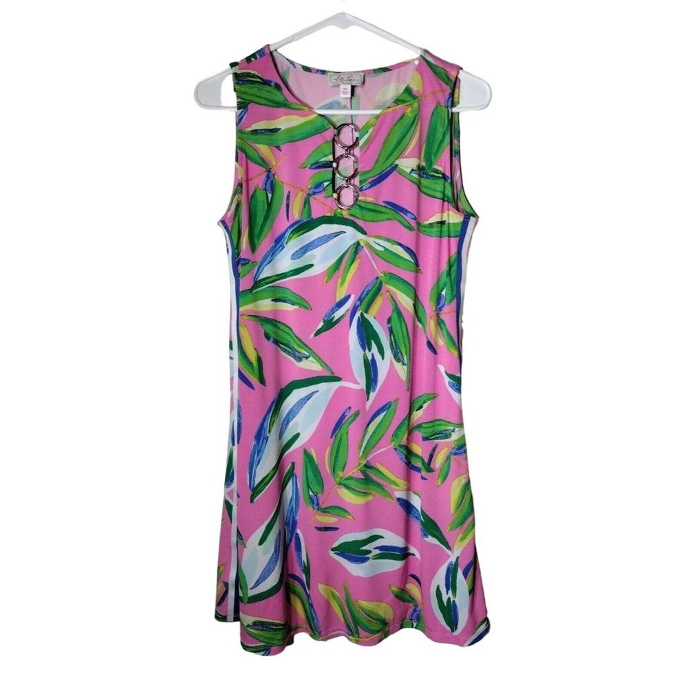 Ivy Lane Dress Womens Petite Medium Mini Racer Stripes Sleeveless Floral